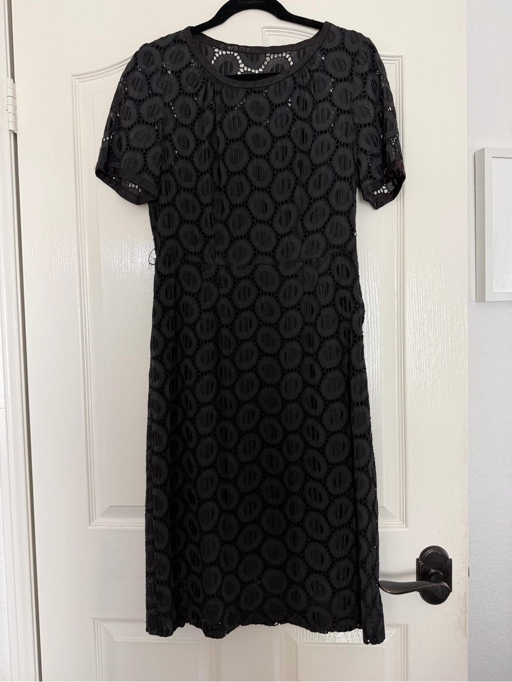 Women's vintage Bullocks Black Circular Lace Short-Sleeve Dress